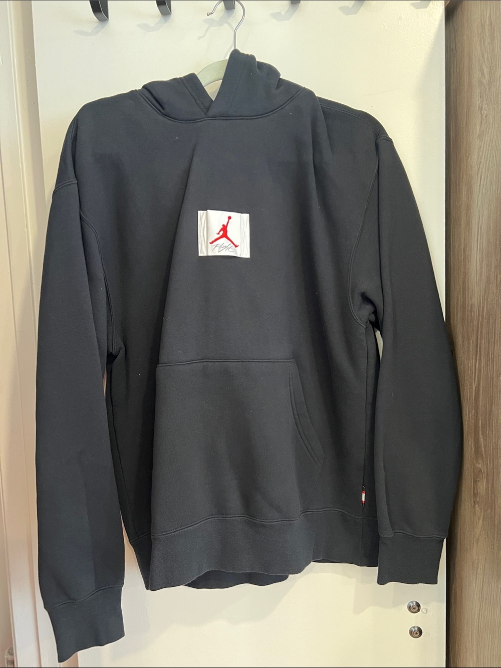 Jordan Black Pullover Hoodie with Red Jumpman Patch